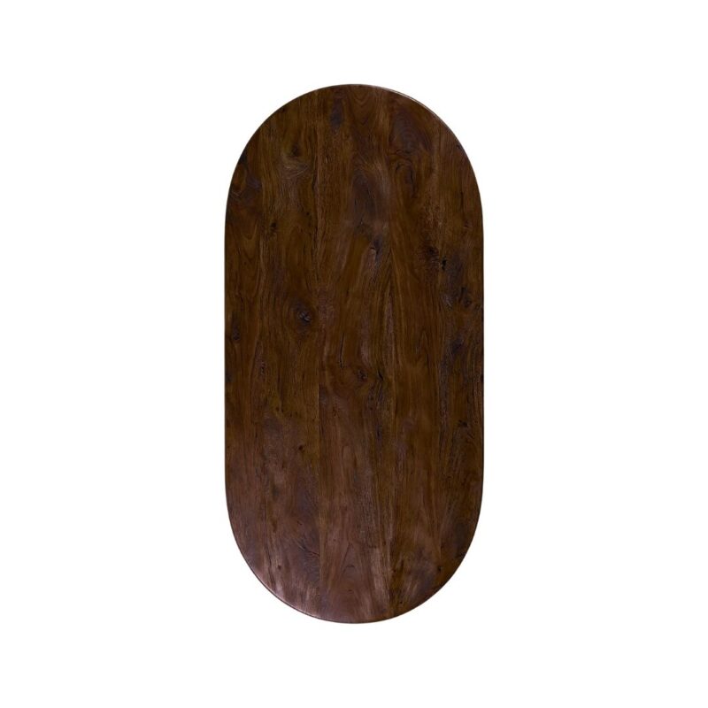 Eetkamertafel Espresso - Tafelblad Halve Cirkel eettafel van Label51, vooraanzicht