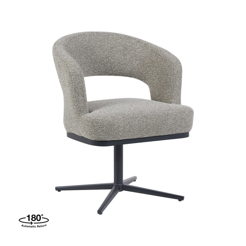 LABEL51 Eetkamerstoel Monaco - Mushroom - Royal Boucle - Zwart Metaal