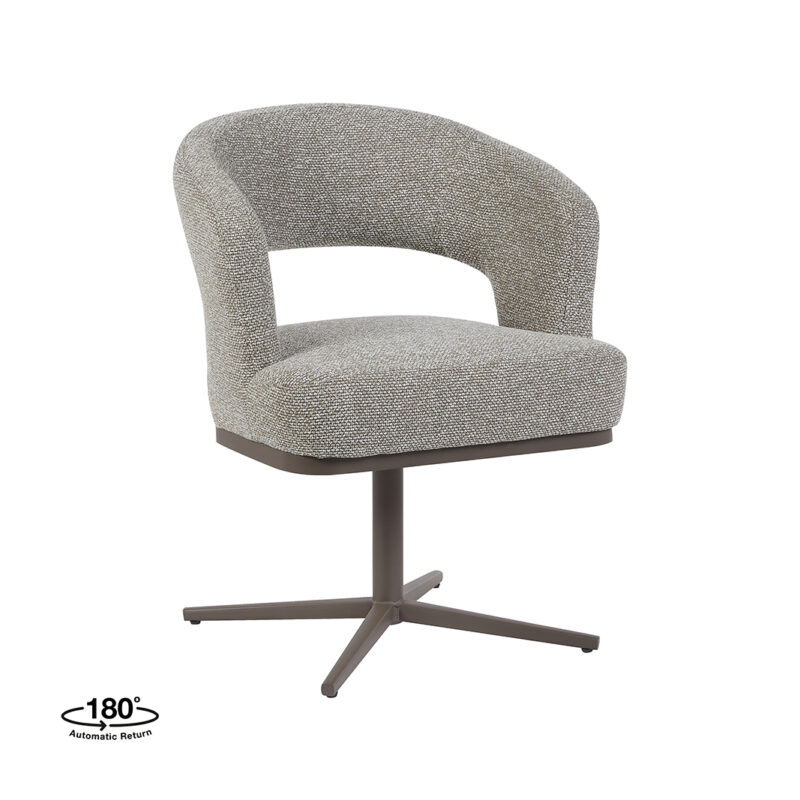 LABEL51 Eetkamerstoel Monaco - Mushroom - Royal Boucle - Brons Metaal