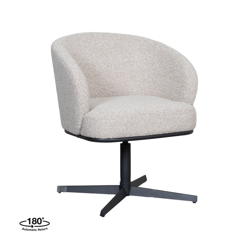 LABEL51 Eetkamerstoel Cannes - Naturel - Royal Boucle - Zwart Metaal
