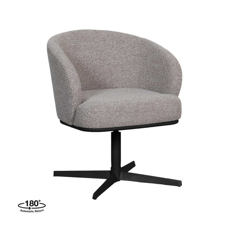LABEL51 Eetkamerstoel Cannes - Mushroom - Royal Boucle - Zwart Metaal