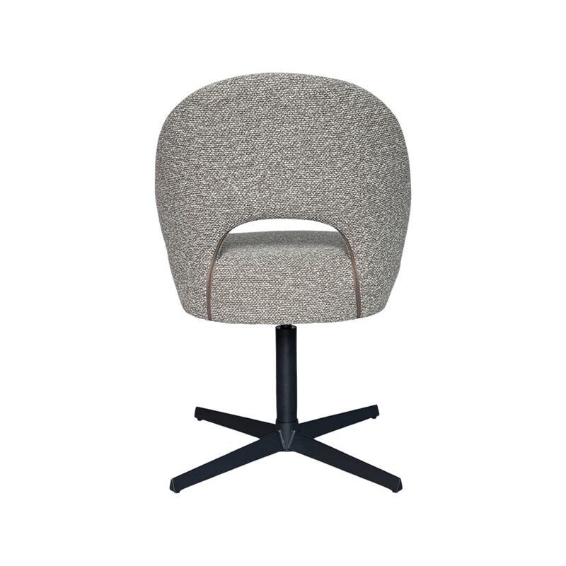 LABEL51 Eetkamerstoel Saint Tropez - Mushroom - Royal Boucle - Zwart Metaal