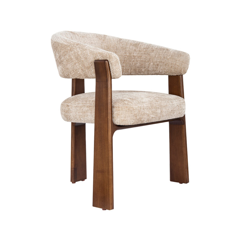 LABEL51 Eetkamerstoel Nice - Beige - Cremona - Walnoot Hout