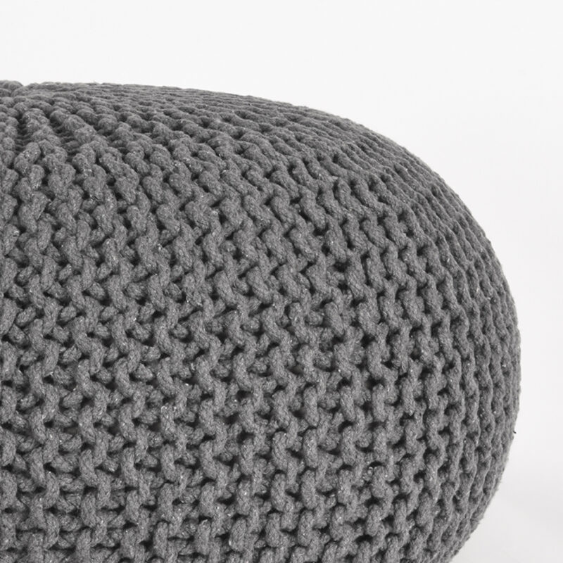 LABEL51 Poefs Knitted - Donkergrijs - Katoen - L Knitted