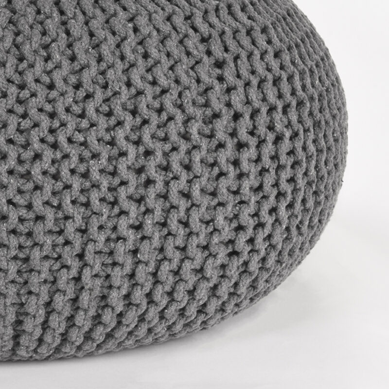 LABEL51 Poefs Knitted - Donkergrijs - Katoen - L Katoen