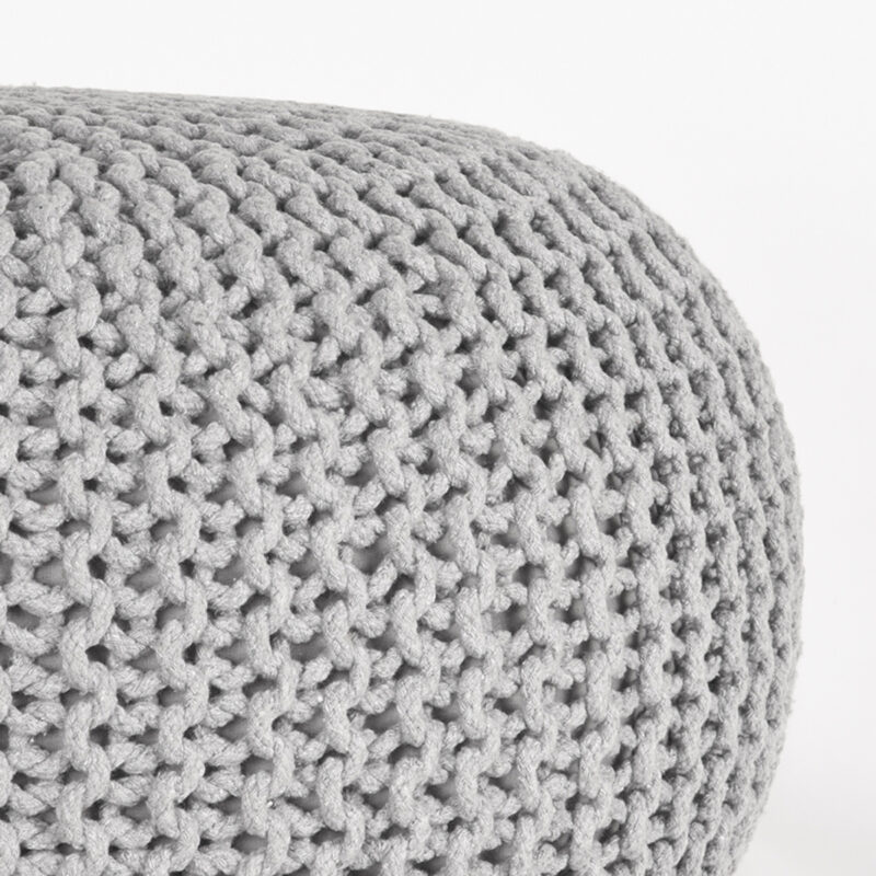 LABEL51 Poefs Knitted - Lichtgrijs - Katoen - L Knitted