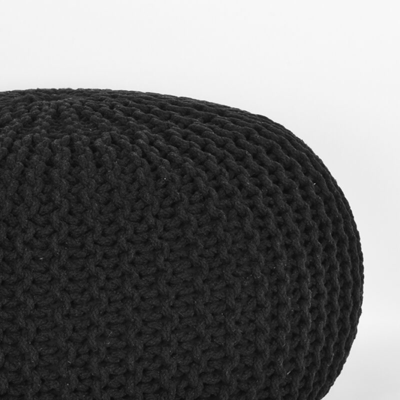 LABEL51 Poefs Knitted - Zwart - Katoen - L Knitted