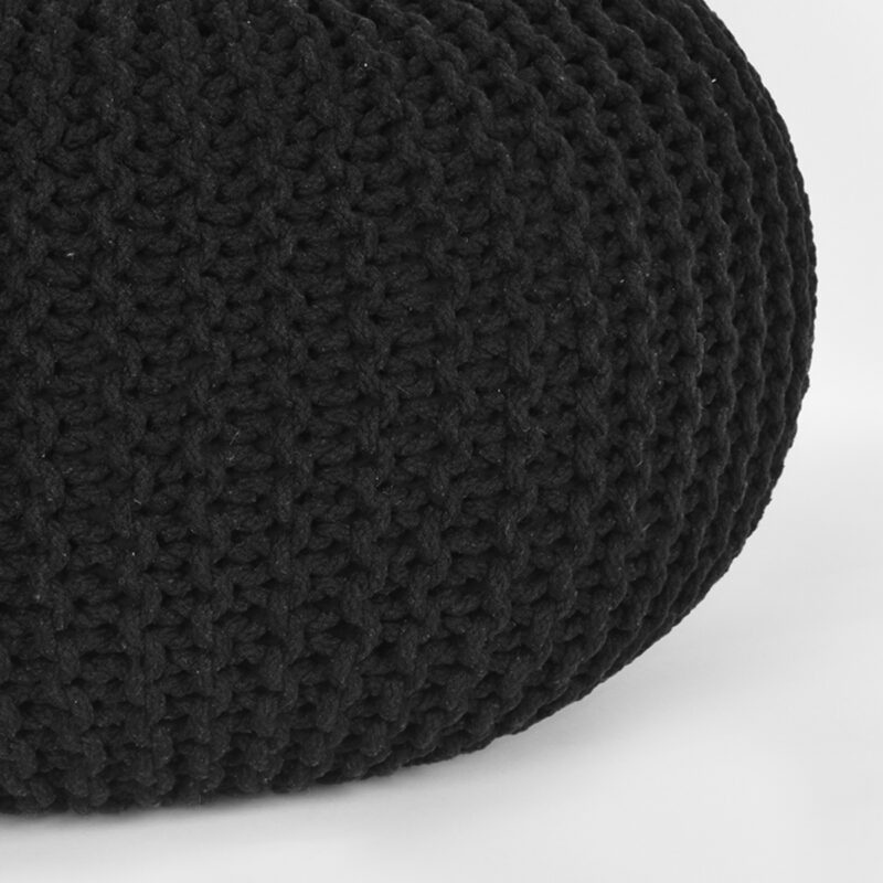 LABEL51 Poefs Knitted - Zwart - Katoen - L Katoen
