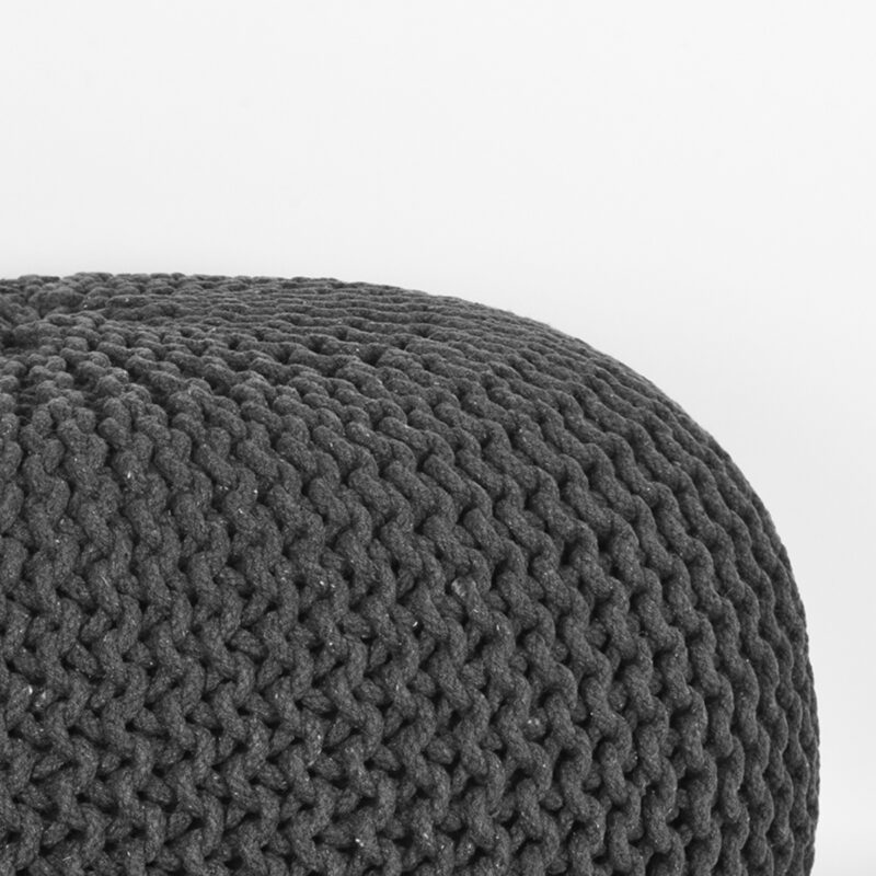 LABEL51 Poefs Knitted - Antraciet - Katoen - L Knitted