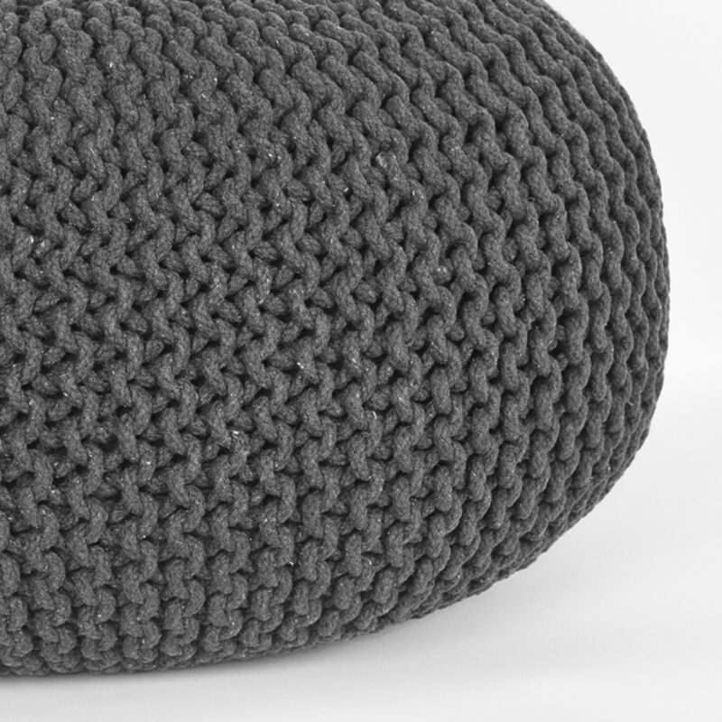 LABEL51 Poefs Knitted - Antraciet - Katoen - L Katoen