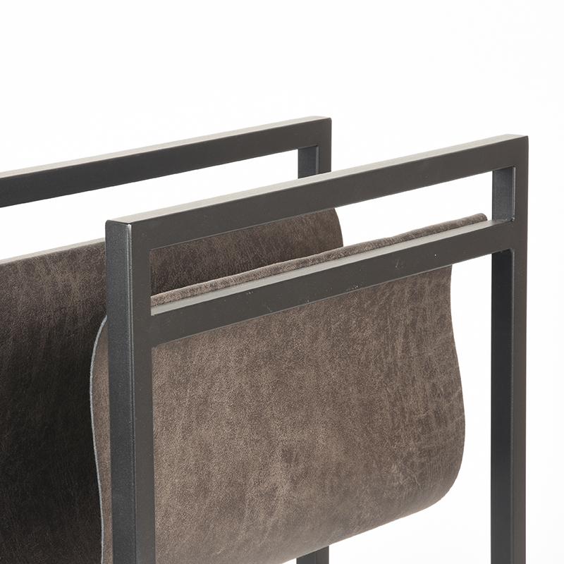 LABEL51 Magazinehouder - Antraciet - Leder - One Size, in de slaapkamer