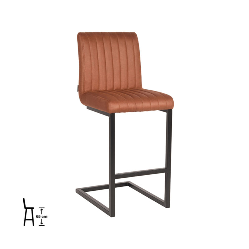 LABEL51 Barkruk Milo - Cognac - Microvezel - Laag
