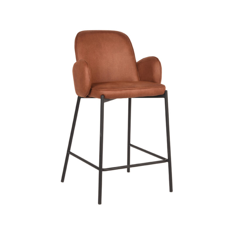 LABEL51 Barkruk Jari - Cognac - Microvezel - Laag Jari