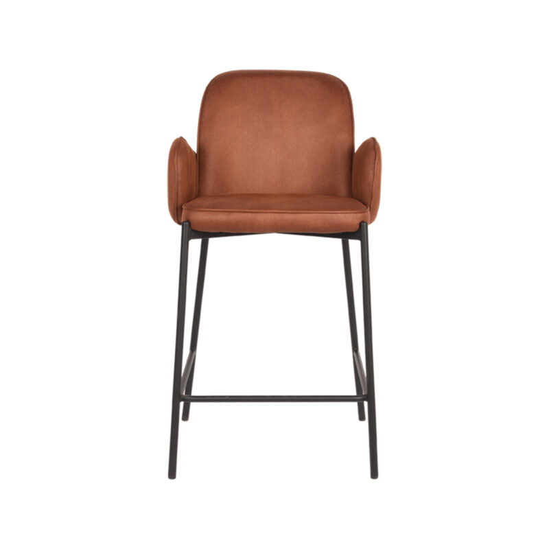 LABEL51 Barkruk Jari - Cognac - Microvezel - Laag Microvezel