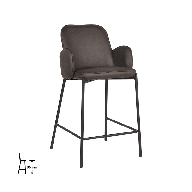 LABEL51 Barkruk Jari - Antraciet - Microvezel - Laag