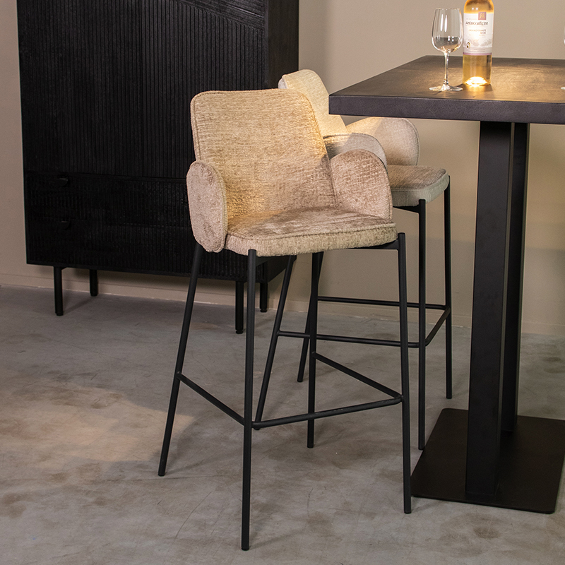 LABEL51 Barkruk Joni - Beige - Elegance - Hoog