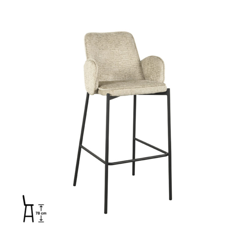 LABEL51 Barkruk Joni - Beige - Elegance - Hoog Joni