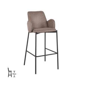LABEL51 Barkruk Joni - Taupe - Micro Suede - Hoog