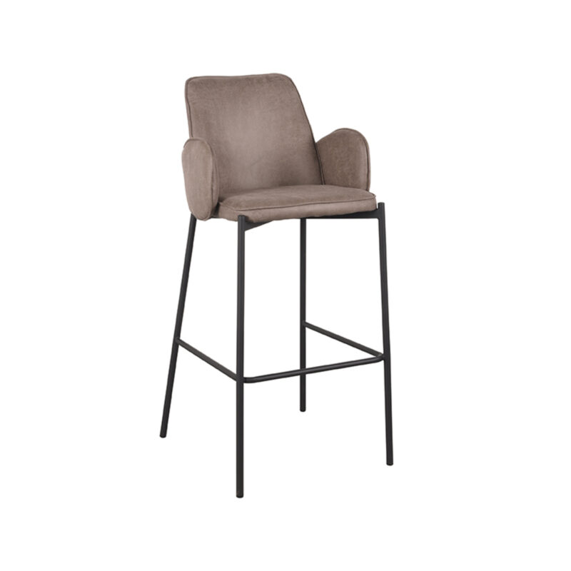 LABEL51 Barkruk Joni - Taupe - Micro Suede - Hoog Joni