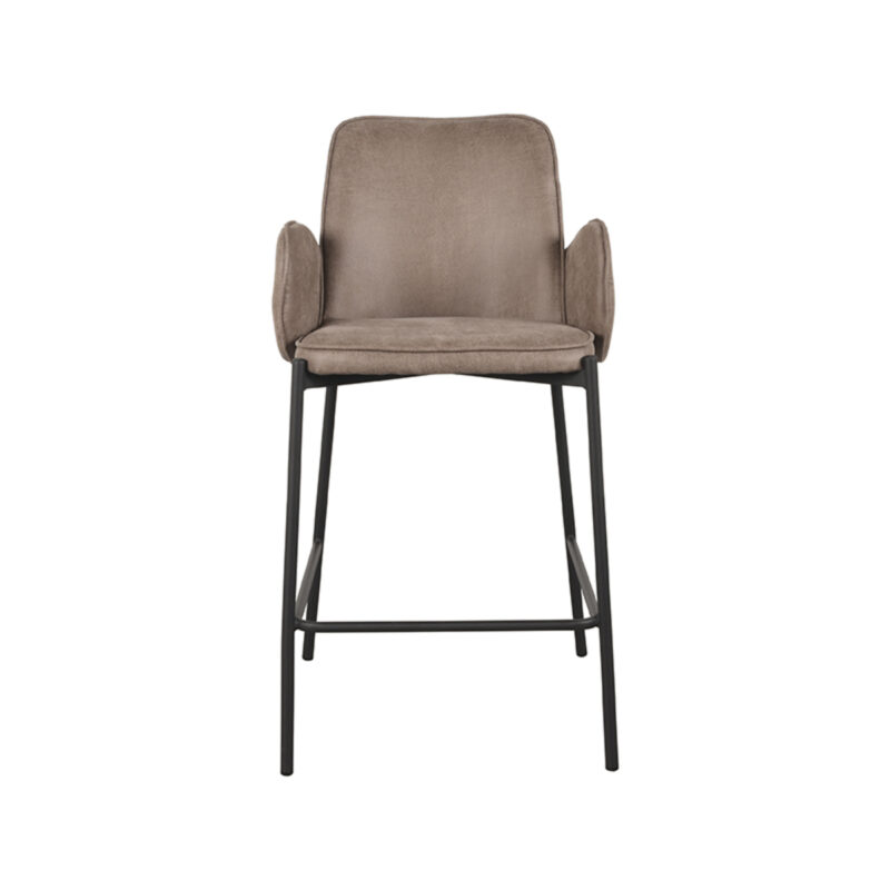 LABEL51 Barkruk Joni - Taupe - Micro Suede - Laag Joni
