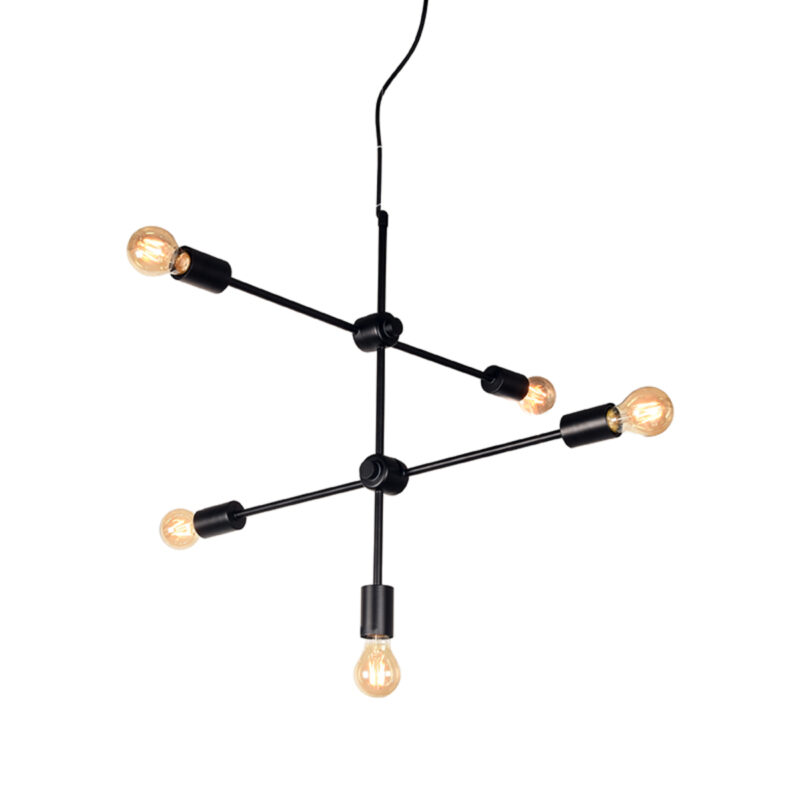 LABEL51 Hanglamp Stilo - Zwart - Metaal - 5-Lichts Stilo