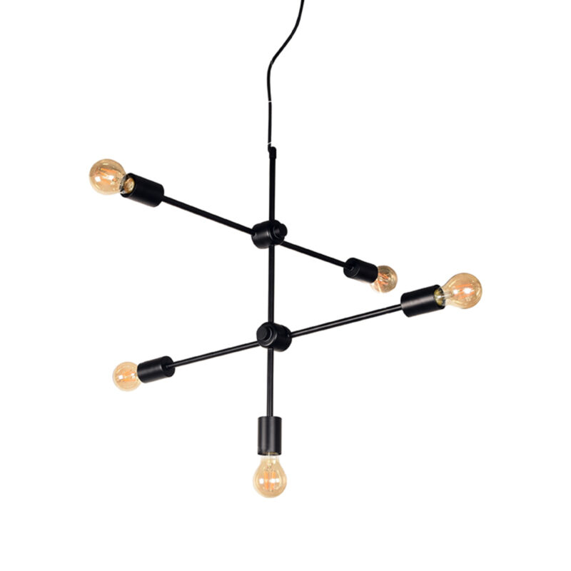 LABEL51 Hanglamp Stilo - Zwart - Metaal - 5-Lichts Metaal