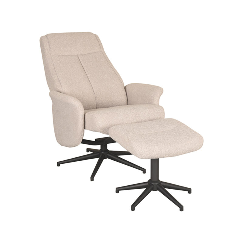 LABEL51 Fauteuil Bergen - Naturel - Boucle - Incl. Hocker Bergen