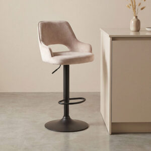 LABEL51 Barkruk Fer - Naturel - Velours - Gaslift