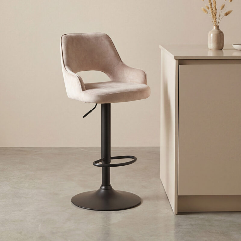 LABEL51 Barkruk Fer - Naturel - Velours - Gaslift