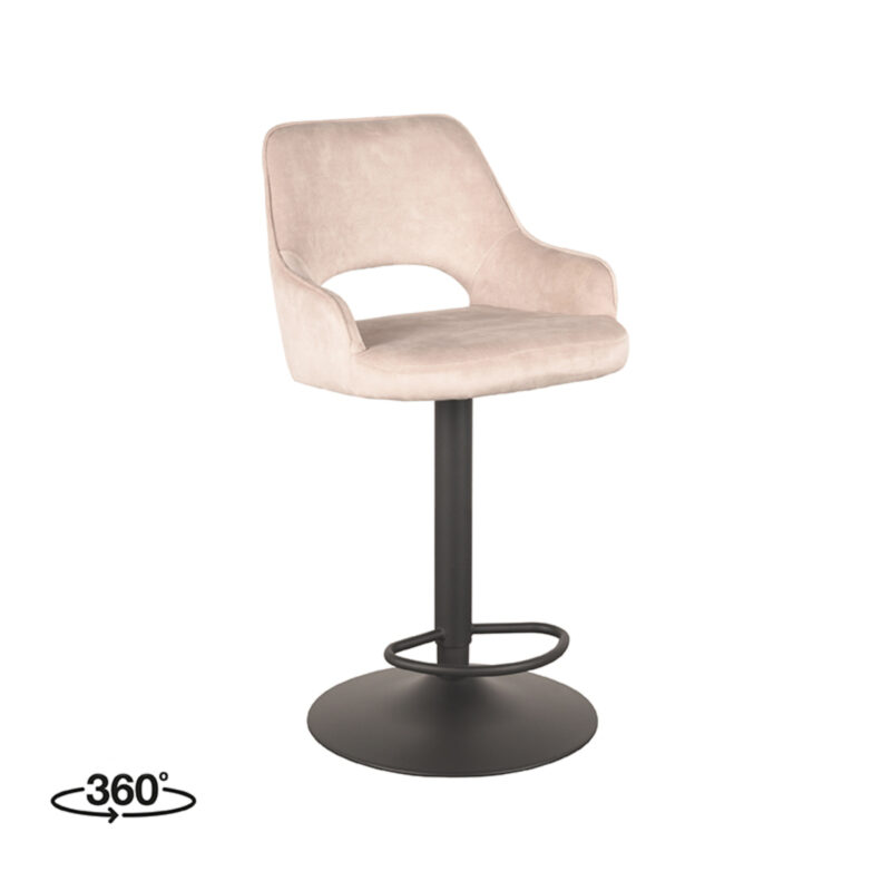 LABEL51 Barkruk Fer - Naturel - Velours - Gaslift Fer