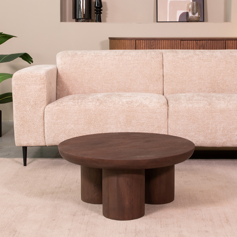 LABEL51 Salontafel Olly - Espresso - Mangohout - 90 cm - Rond