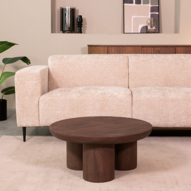 LABEL51 Salontafel Olly - Espresso - Mangohout - 90 cm - Rond - pre order, in de slaapkamer