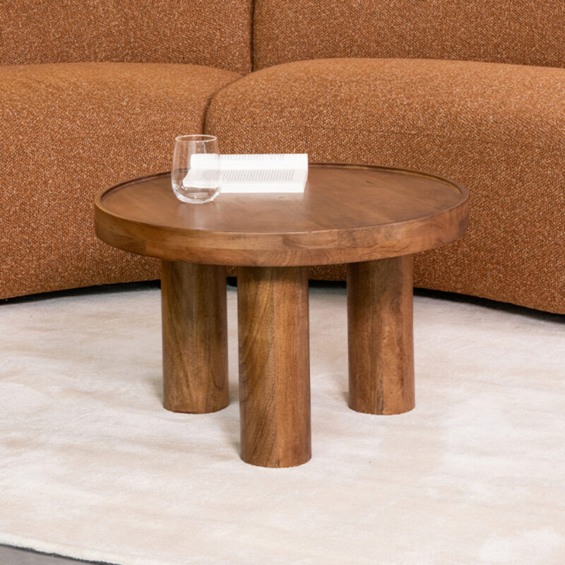 Salontafel Rond - Label51 tafel Elly - Nature Smooth - Mangohout
