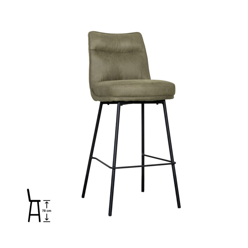 LABEL51 Barkruk Lennon - Moss - Micro Suede - Hoog Lennon