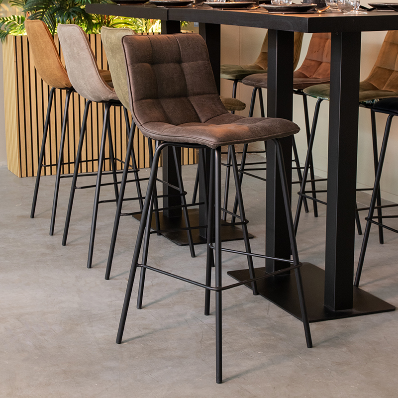 LABEL51 Barkruk Bistro - Antraciet - Micro Suede - Hoog