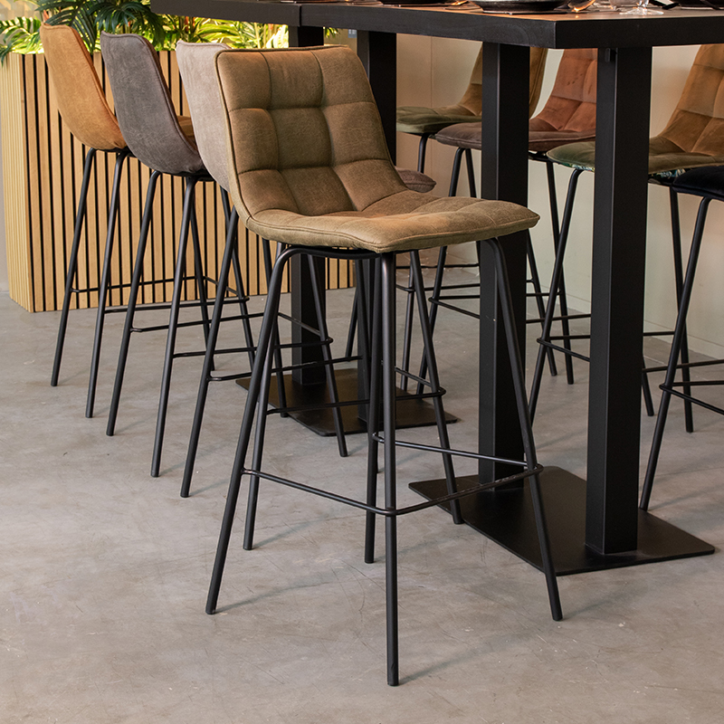 LABEL51 Barkruk Bistro - Moss - Micro Suede - Hoog