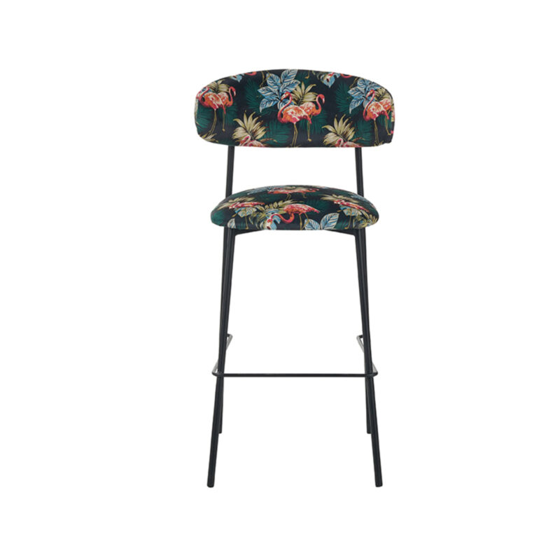 LABEL51 Barkruk Ferry - Printed Flamingo - Fluweel - Hoog Fluweel