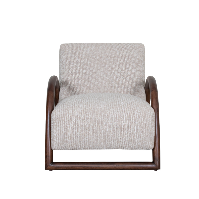 LABEL51 Fauteuil Viggo - Naturel - Royal Boucle - Walnoot Hout Viggo