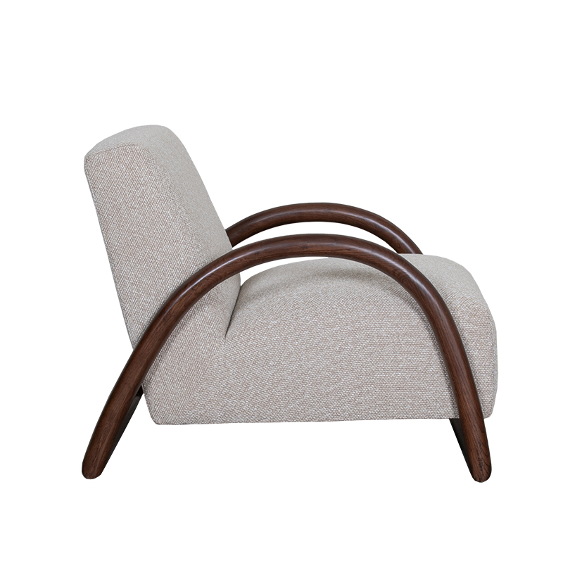 LABEL51 Fauteuil Viggo - Naturel - Royal Boucle - Walnoot Hout Royal Boucle