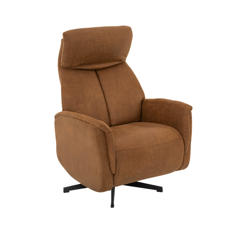 LABEL51 Fauteuil Helsinki - Cognac - Micro Suede - Manueel Verstelbaar Micro Suede