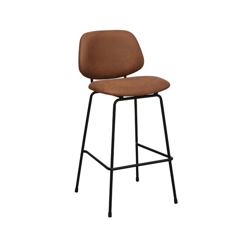LABEL51 Barkruk Bello - Cognac - Micro Suede - Hoog Bello