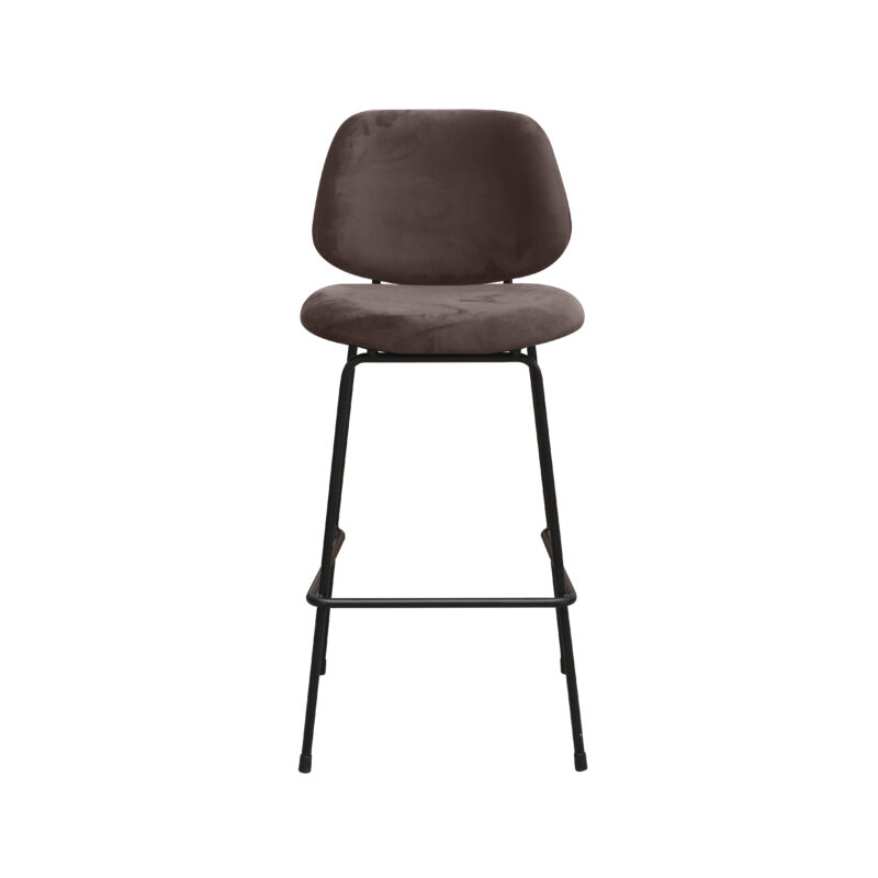 LABEL51 Barkruk Bello - Taupe - Fluweel - Hoog Fluweel