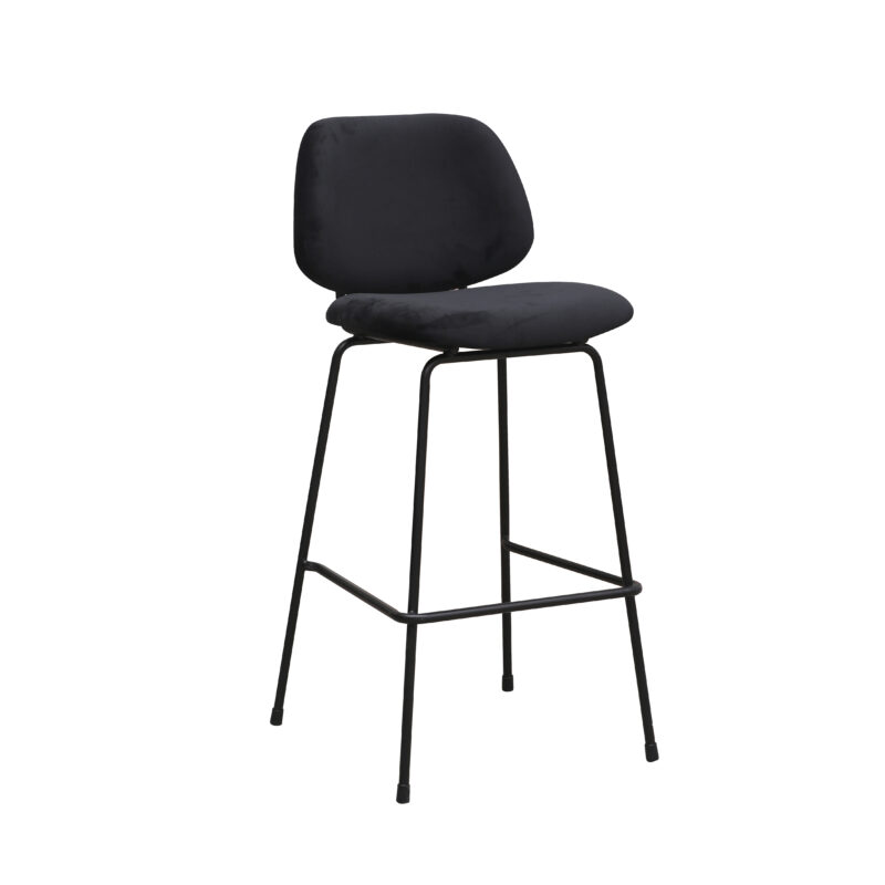LABEL51 Barkruk Bello - Zwart - Fluweel - Hoog