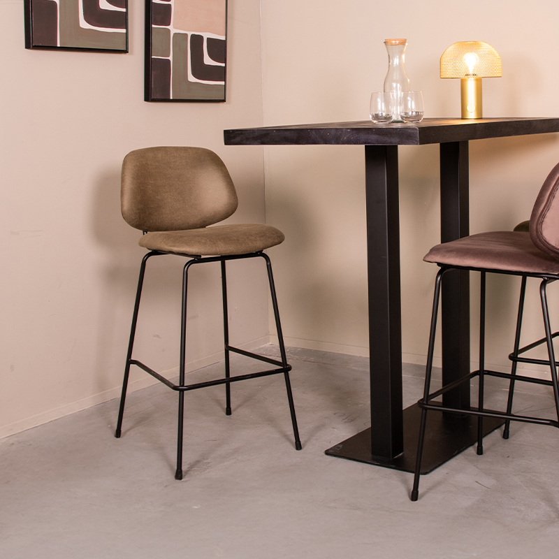 LABEL51 Barkruk Bello - Moss - Micro Suede - Hoog