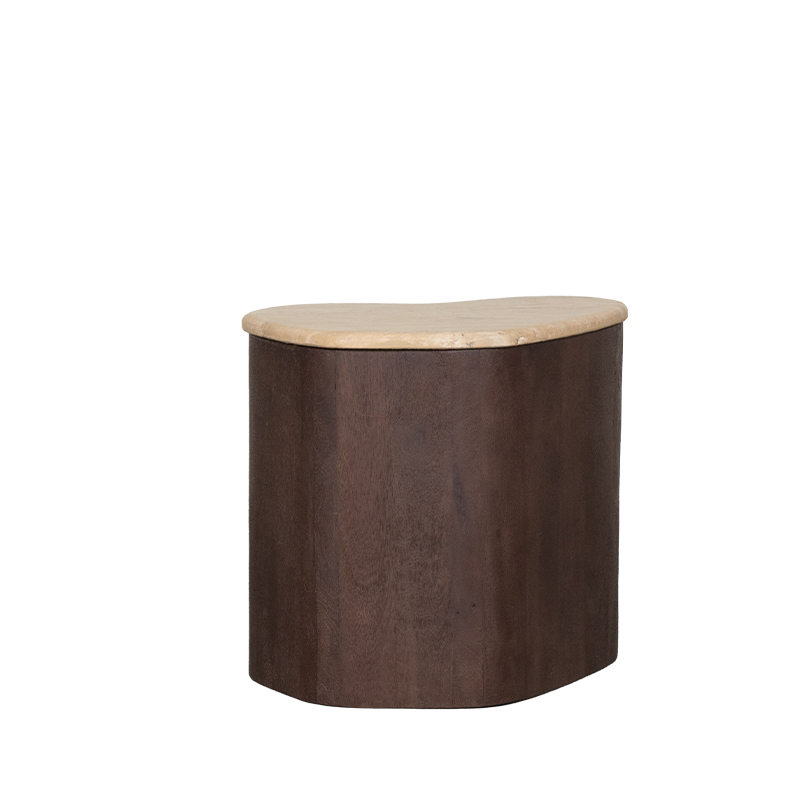 Travertin bijzettafel Davi van Label51 - Espresso
