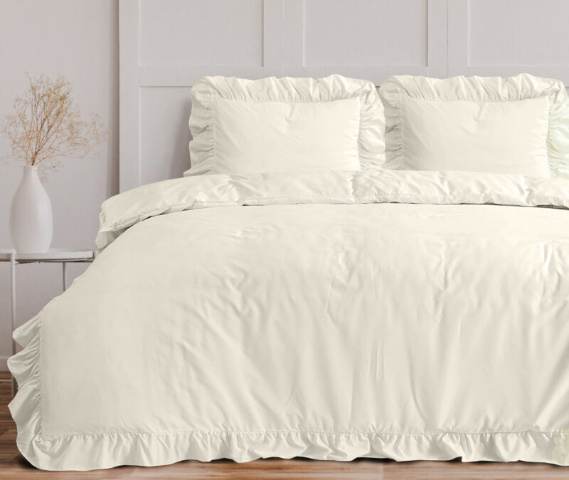 Ruffles Creme - Bed van Sleeptime, 200 x 220 cm, kussensloop 60 x 70 cm