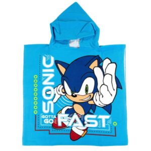 Sonic poncho Gotta Go Fast - Blauw - 55 x 110 cm - 100% Polyester