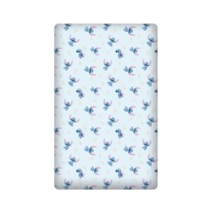 Lilo en Stitch hoeslaken Lichtblauw - Blauw - 90 x 200 cm - 100% katoen