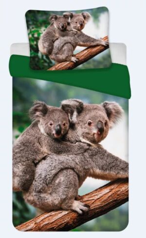 Sweet Home dekbedovertrek Koala 135 x 200 cm - Grijs/Groen - 135 x 200 cm - 100% katoen