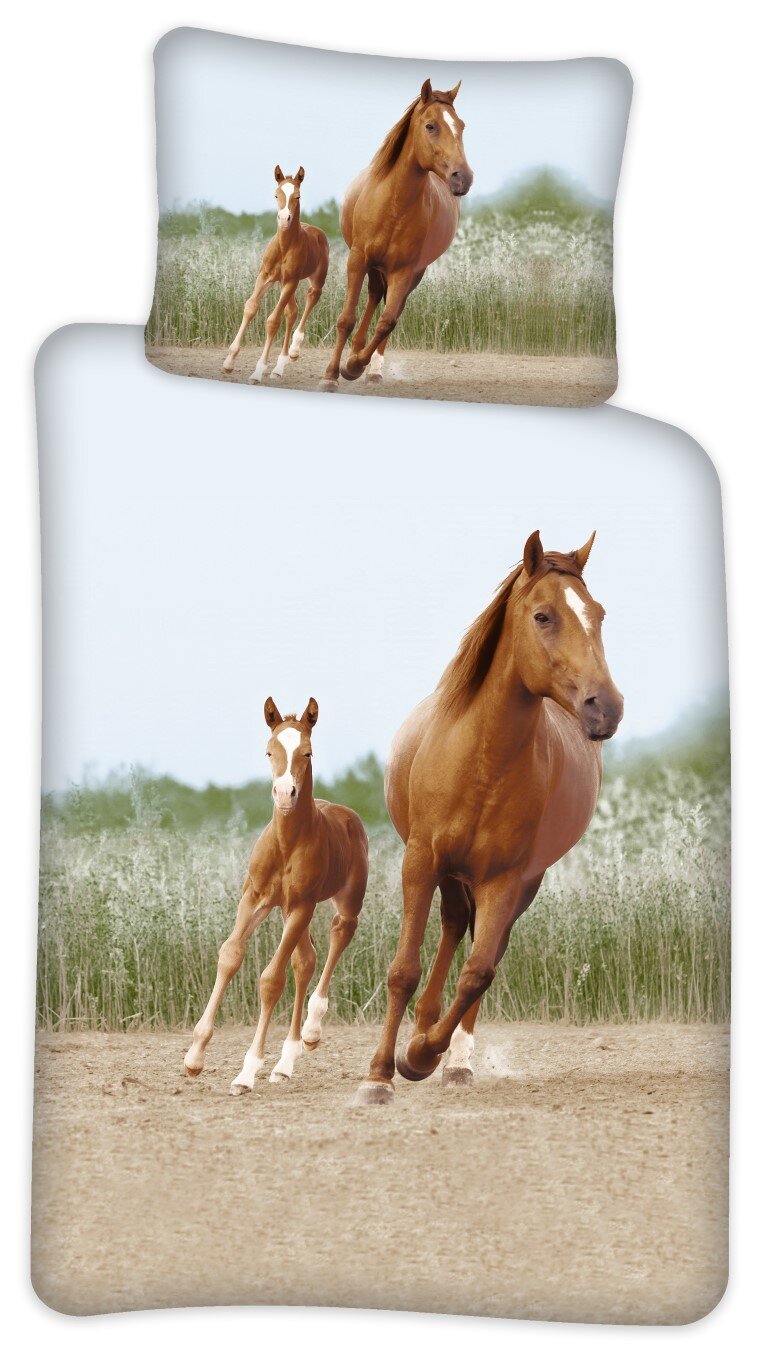 Sweet Home Dekbedovertrek Paard en veulen - 140 x 200 cm - Katoen - 60x63cm